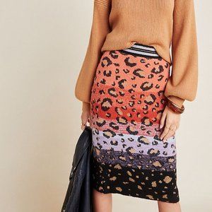 Anthropologie Leopard Sweater-Knit Pencil Skirt